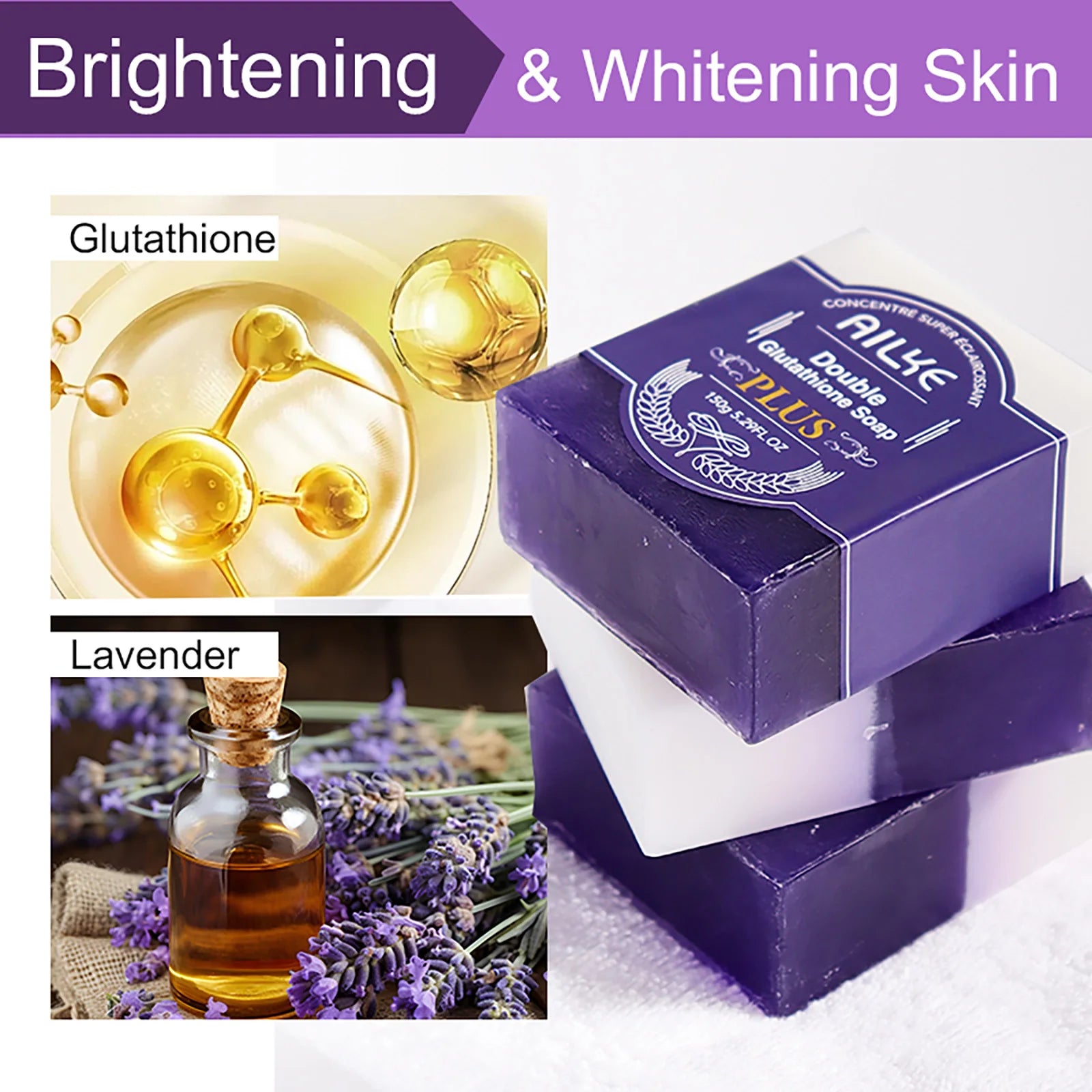 AILKE Glutathione & Lavender Lightening Soap Bar