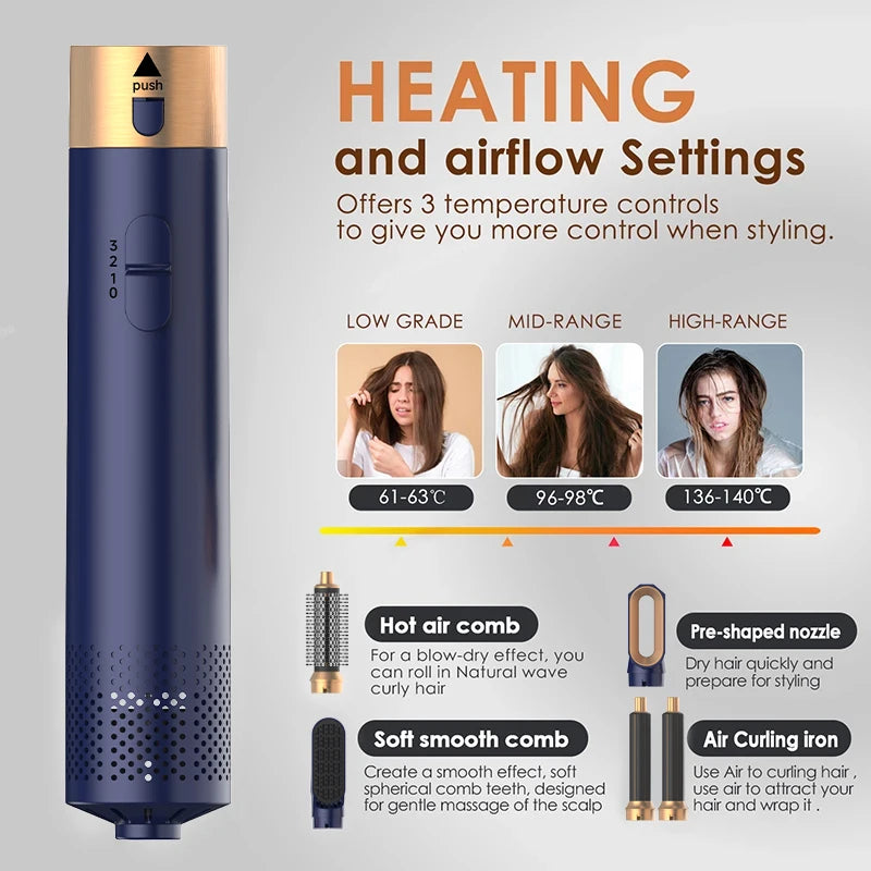 5-in-1 Hair Dryer Hot Comb Set