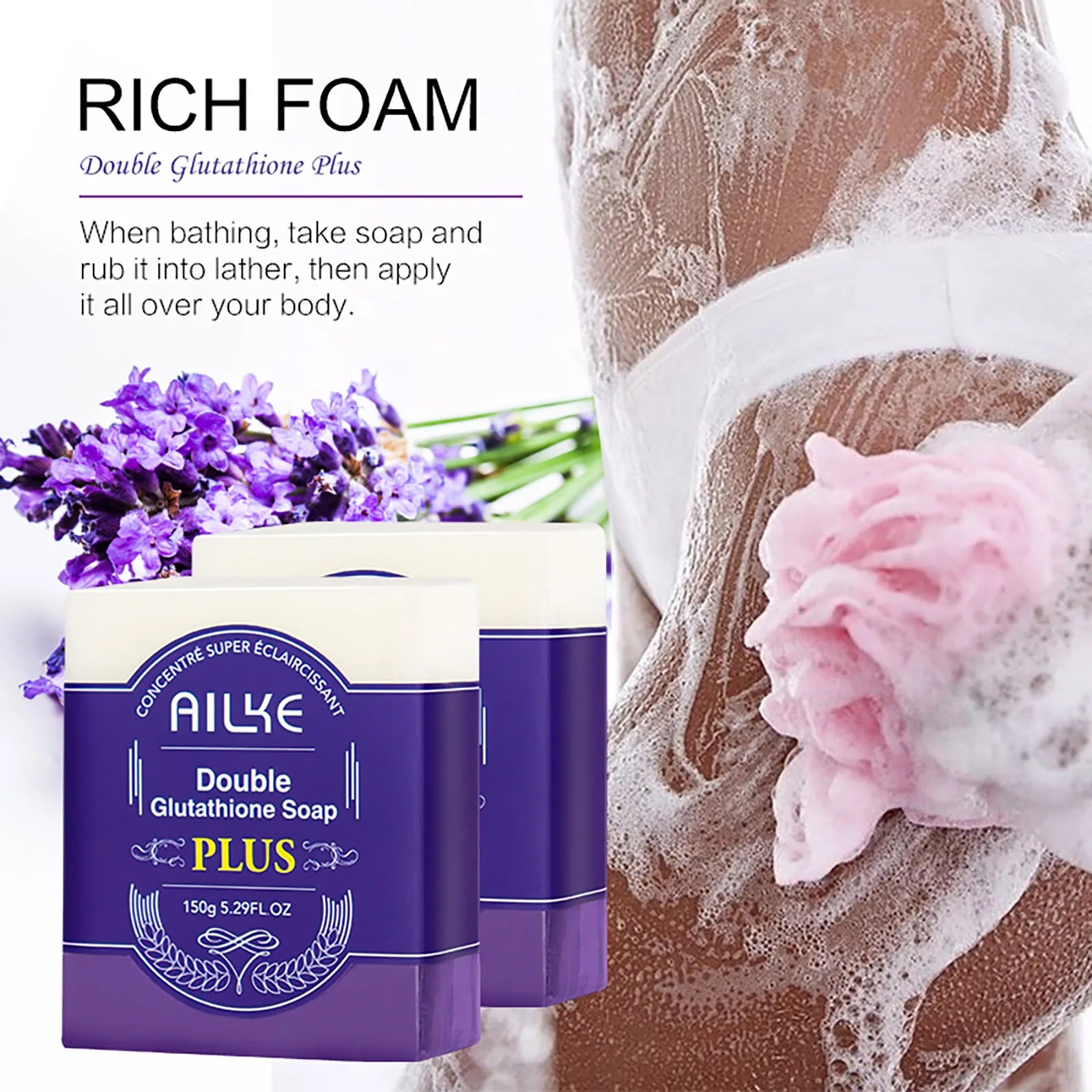 AILKE Glutathione & Lavender Lightening Soap Bar