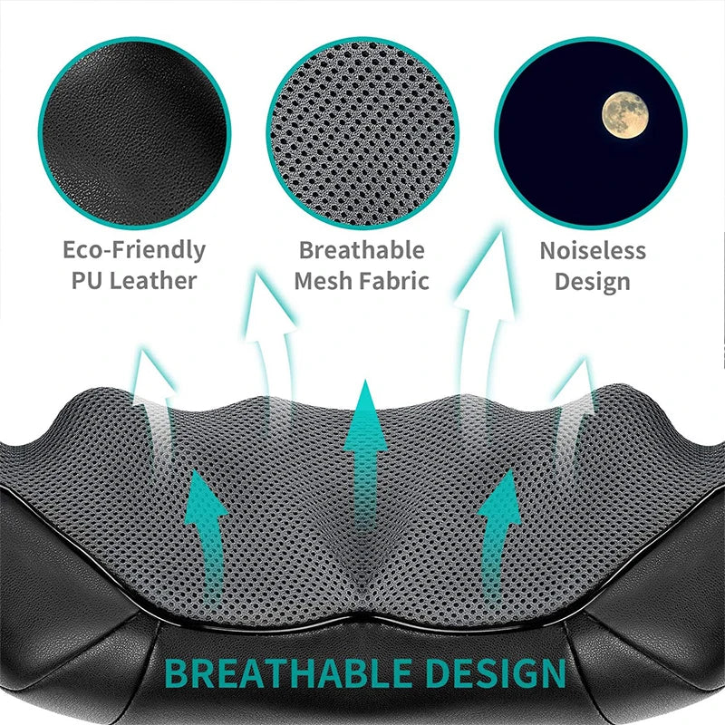 Shiatsu Neck and Shoulder Massager Heated Back Massager U Shape Deep Kneading Electric Massage Pillow For Neck Waist Leg Body