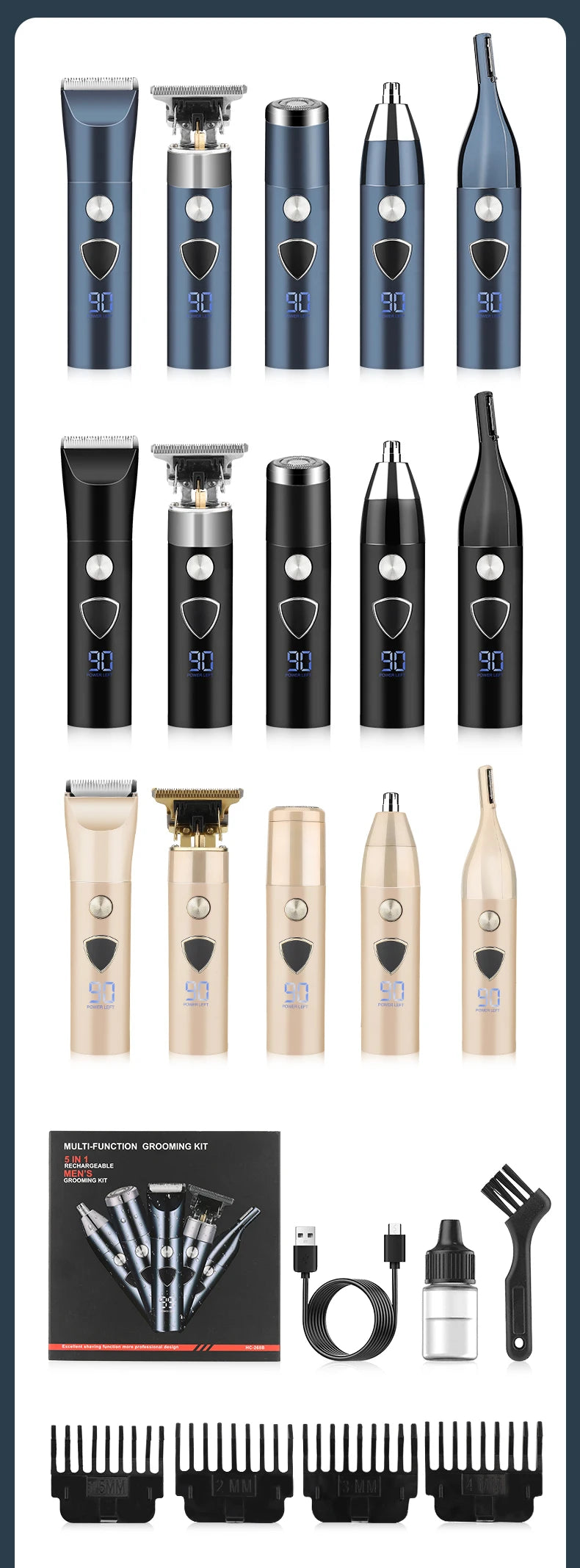 RESUXI HC-268B 5-in-1 Men's Grooming Kit – Hair & Beard Trimmer
