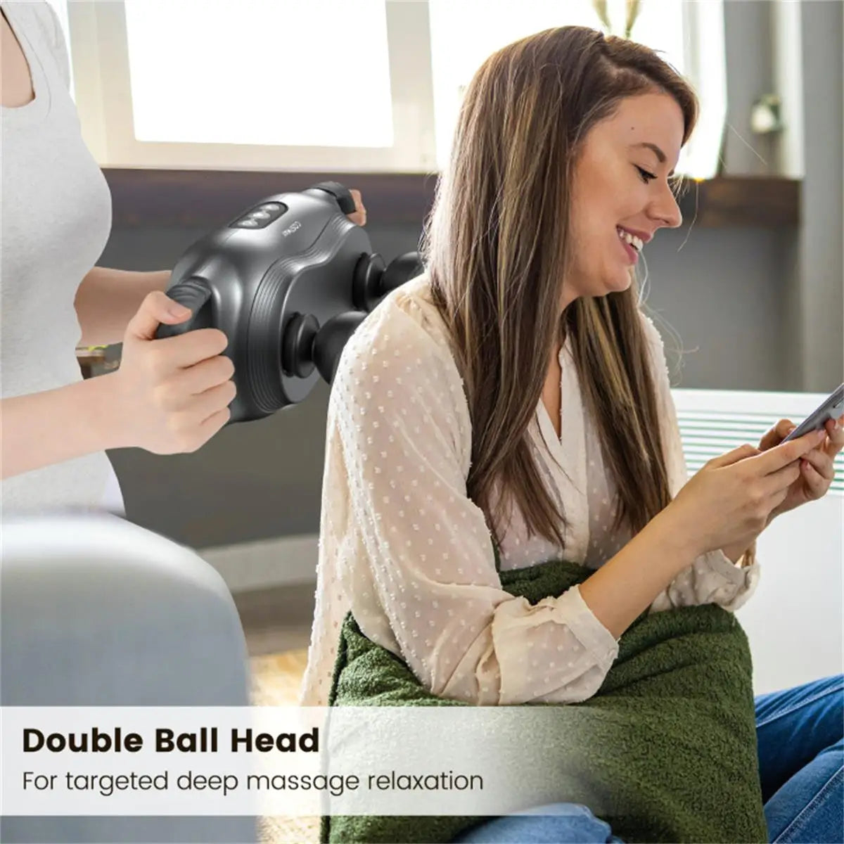 Versatile Electric Massager with 3 Interchangeable Heads