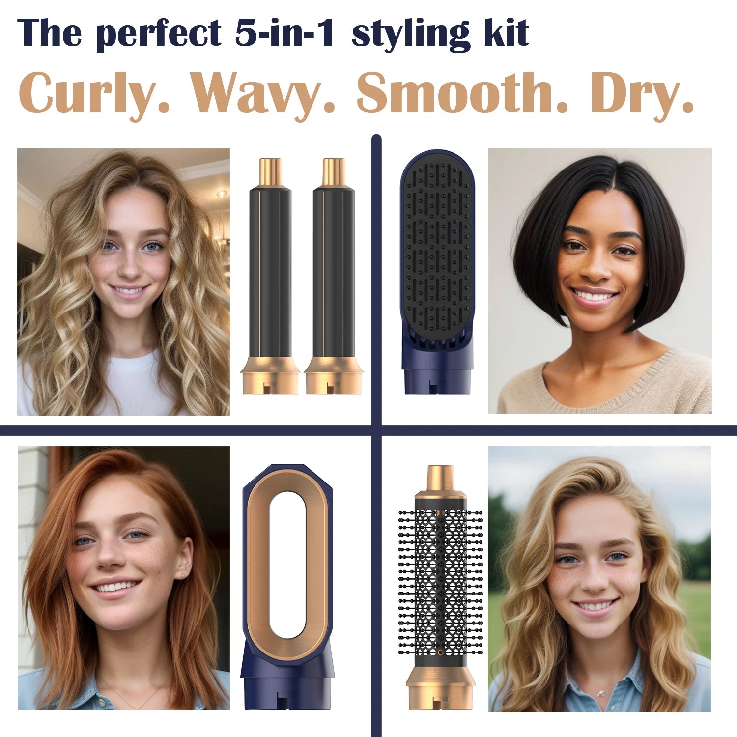 5-in-1 Hair Dryer Hot Comb Set