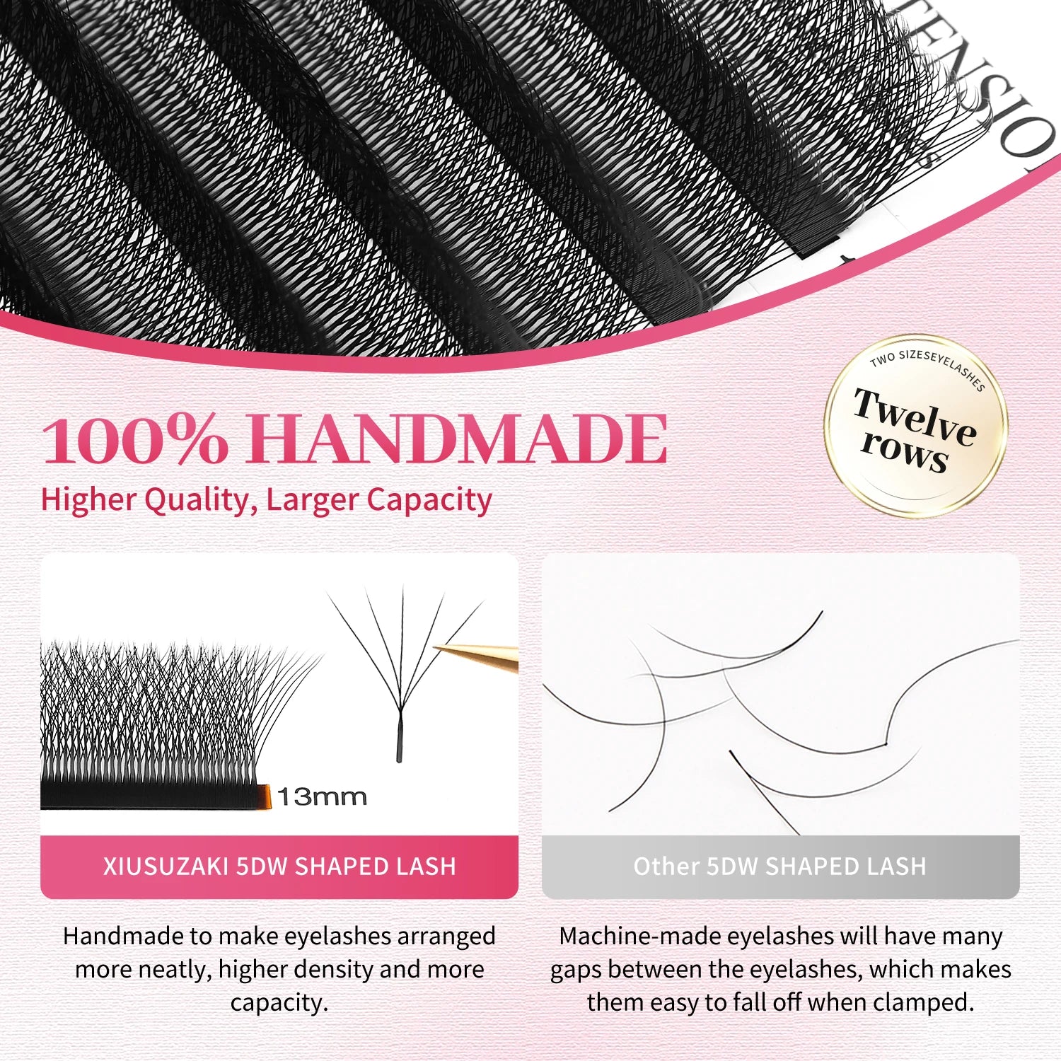 XIUSUZAKI 5D W Lashes Black Premade Fans
